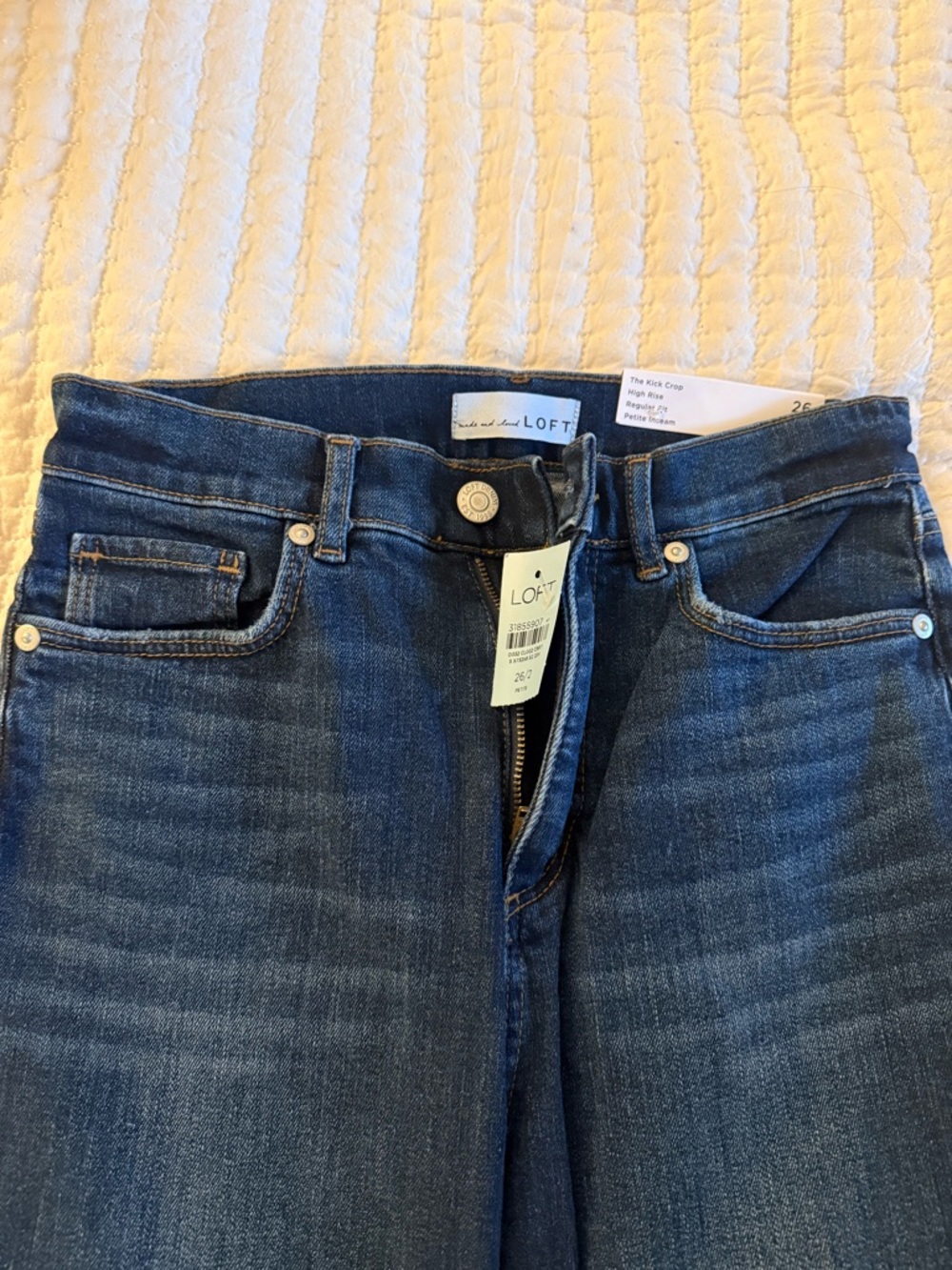 NEW LOFT Mid-Dark Blue High-Rise crop Jeans